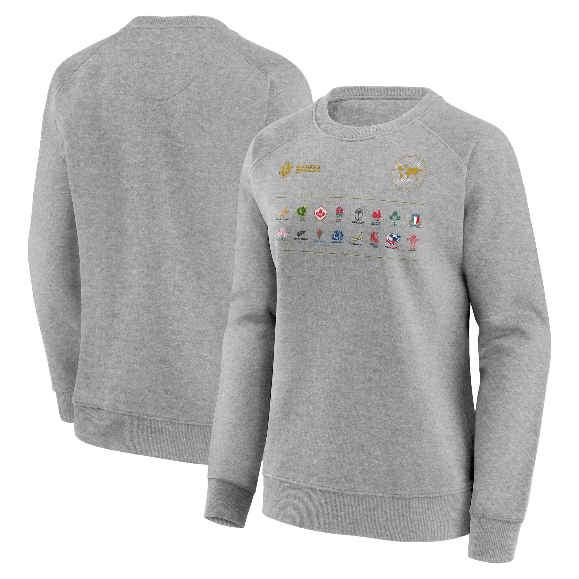 Rugby-Weltmeisterschaft 2025 All Nations Rundhals-Sweatshirt – Grau – Damen Image