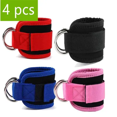 1/2/4Pcs Cable Ankle Straps Double D-Ring Adjustable Ankle Cuffs Gym Workouts Glutes Legs Strength Training Brace Support Sport