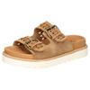Pantolette MUSTANG SHOES, Damen, Gr. 38, braun (hellbraun), Velourslederimitat, Flechtoptik, modisch, Schuhe, Sandale, Plateausandale, Pool Slides mit komfortablem Tieffußbett