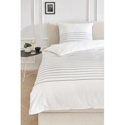 Wendebettwäsche MUSTERRING "Simple", weiß, B/L: 135cm x 200cm, , Renforcé, B/L: 80cm x 80cm, Renforcu00e9, 60% Baumwolle, 40% Lyocell, Bettwäsche, aus hochwertigen Naturfasern Image