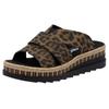Pantolette RIEKER, Damen, Gr. 41, braun (leo), Lederimitat, animal-print, modisch, Schuhe, Keilabsatz, Sommerschuh, Schlappen mit Juteumrahmung
