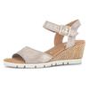 Keilsandalette GABOR "TUNIS", Damen, Gr. 41, gold (goldfarben), Veloursleder, metallic, klassisch, Schuhe, Sommerschuh, Riemchensandale in Schuhweite G (weit)