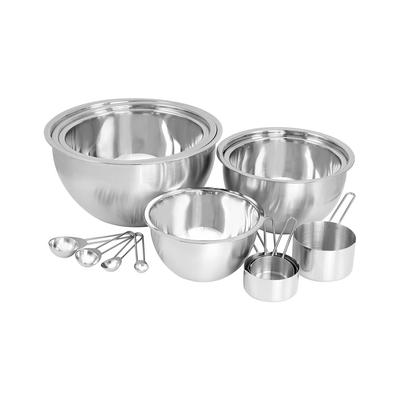 MegaChef 14Pc Stainless Steel Measuring Cup & Spoon Set With Mixing Bowls