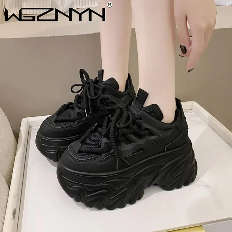 8,5 CM Neue Hohe Plattform Turnschuhe Frauen Dicke Sohle Sport Damen Trainer Vulkanisierte Schuhe Frau Chunky Turnschuhe Zapatillas Mujer Image