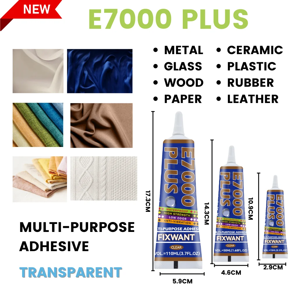 E7000 PLUS Starker Mehrzweckkleber E-7000 Upgrade Stoff Leder Metall Kunststoff Wasserdichter flexibler DIY-Bastelkleber Image