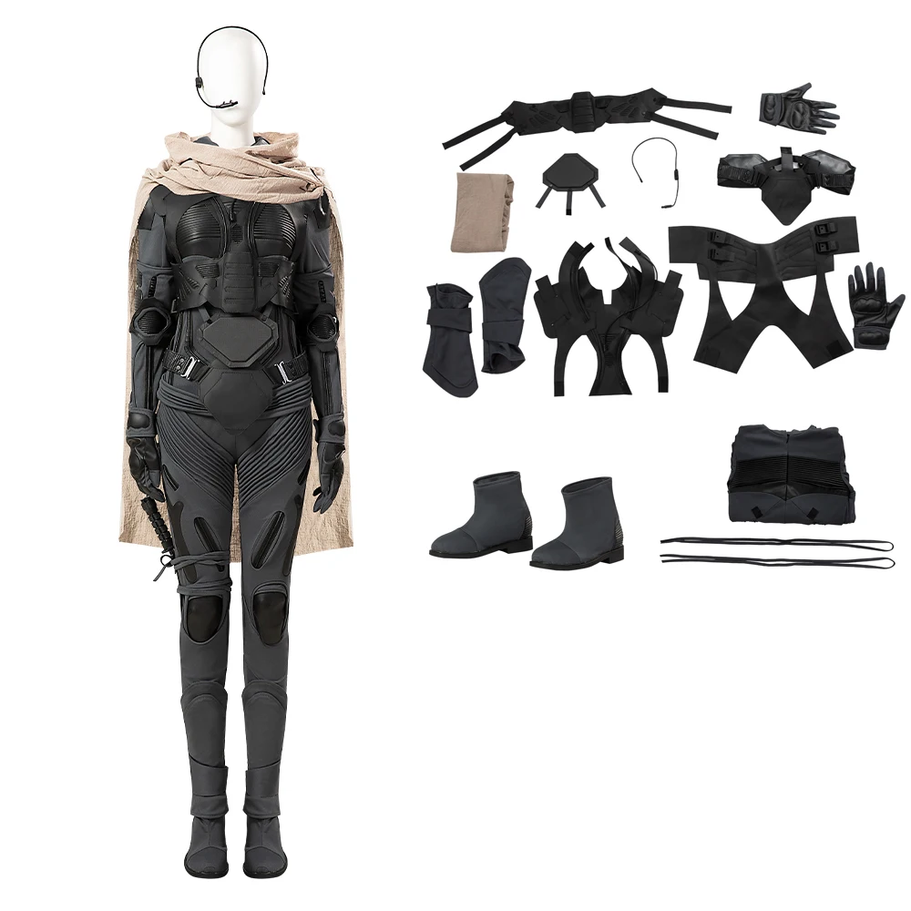 Hochwertiges Halloween-Outfit, weiblich, Arrakis Aka Dune, Cosplay-Kostüm, Chani-Kostüm, Rüstungsweste, Overall Image