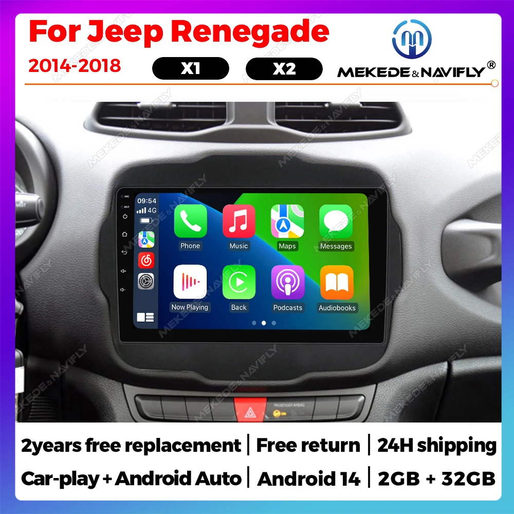 Android 14 Autoradio Für Jeep Renegade 2014-2018 GPS Navigation Multimedia Video Player Autoradio Stereo Carplay Auto WIFI BT Image