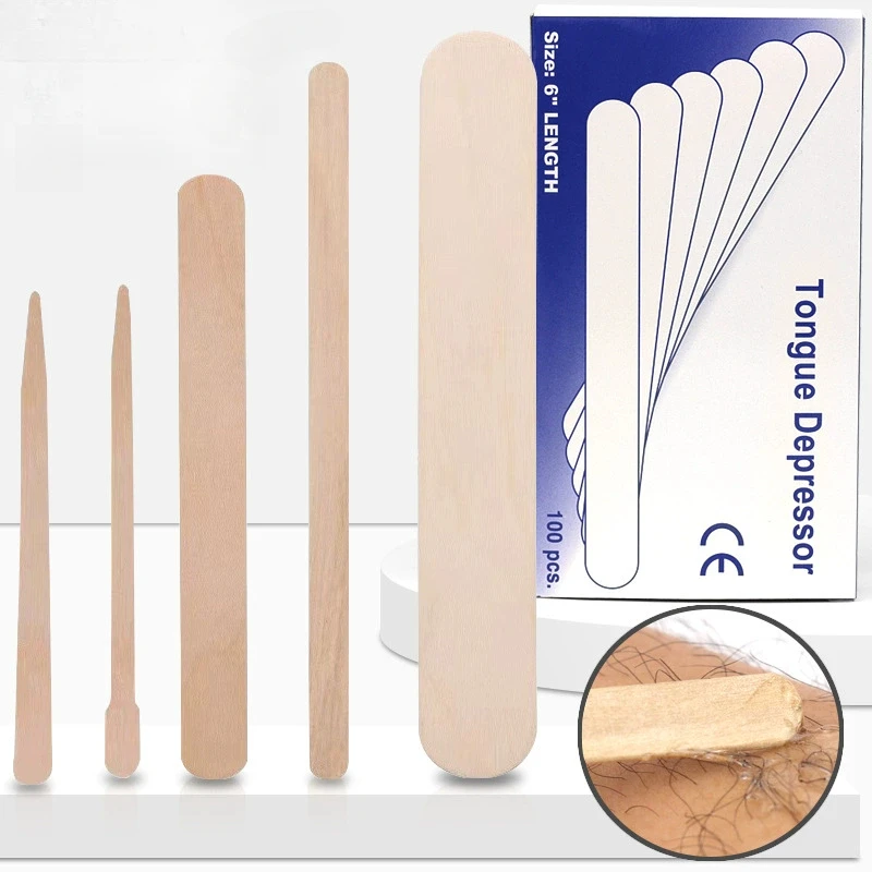 50/100PCS Einweg Haar Entfernung Sticks Zunge Spatel Holz Tattoo Waxing Stick Individuelle Papier Pack Tattoo Werkzeug Image