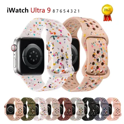 Silikon band für Apple Watch Ultra2 45mm 49mm 41mm 44mm 40mm 42mm 38 Frauen Männer Sport Soft Armband für Iwatch Se 9 8 7 6 5 4 3 2 1 Image