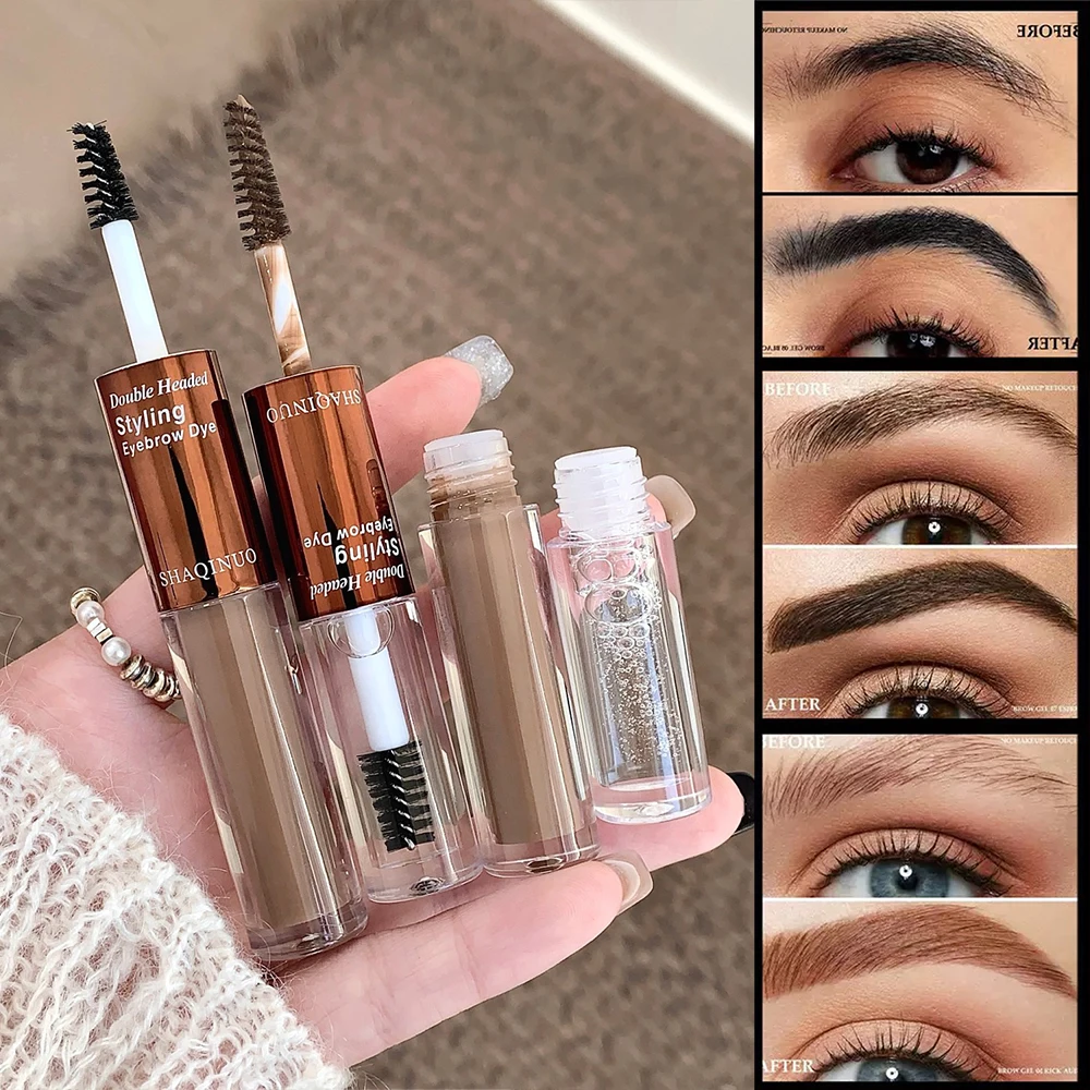 Doppelkopf Flüssige Augenbrauencreme Wasserdicht Transparent Styling Nicht verschmieren Färben Augenbrauen Tattoo Tönung Augenbrauen Mascara Make-up Image