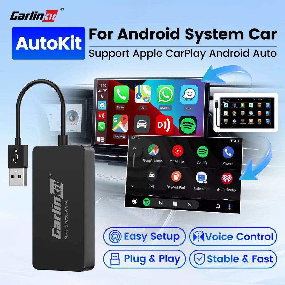 CarlinKit Android Auto USB Dongle Drahtlose CarPlay Adapter Für Android Auto Unterstützung Spotify Waze Karte Telefon Mirrorlink Auto Radio Image