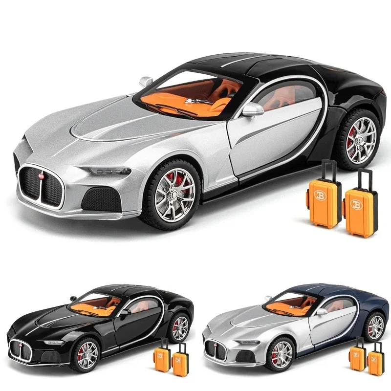 1/24 Bugatti Atlantic Diecast Spielzeug auto Fahrzeug Miniatur klassisches Modell zurückziehen Sound & Licht Sammlung Geschenk für Jungen Kinder