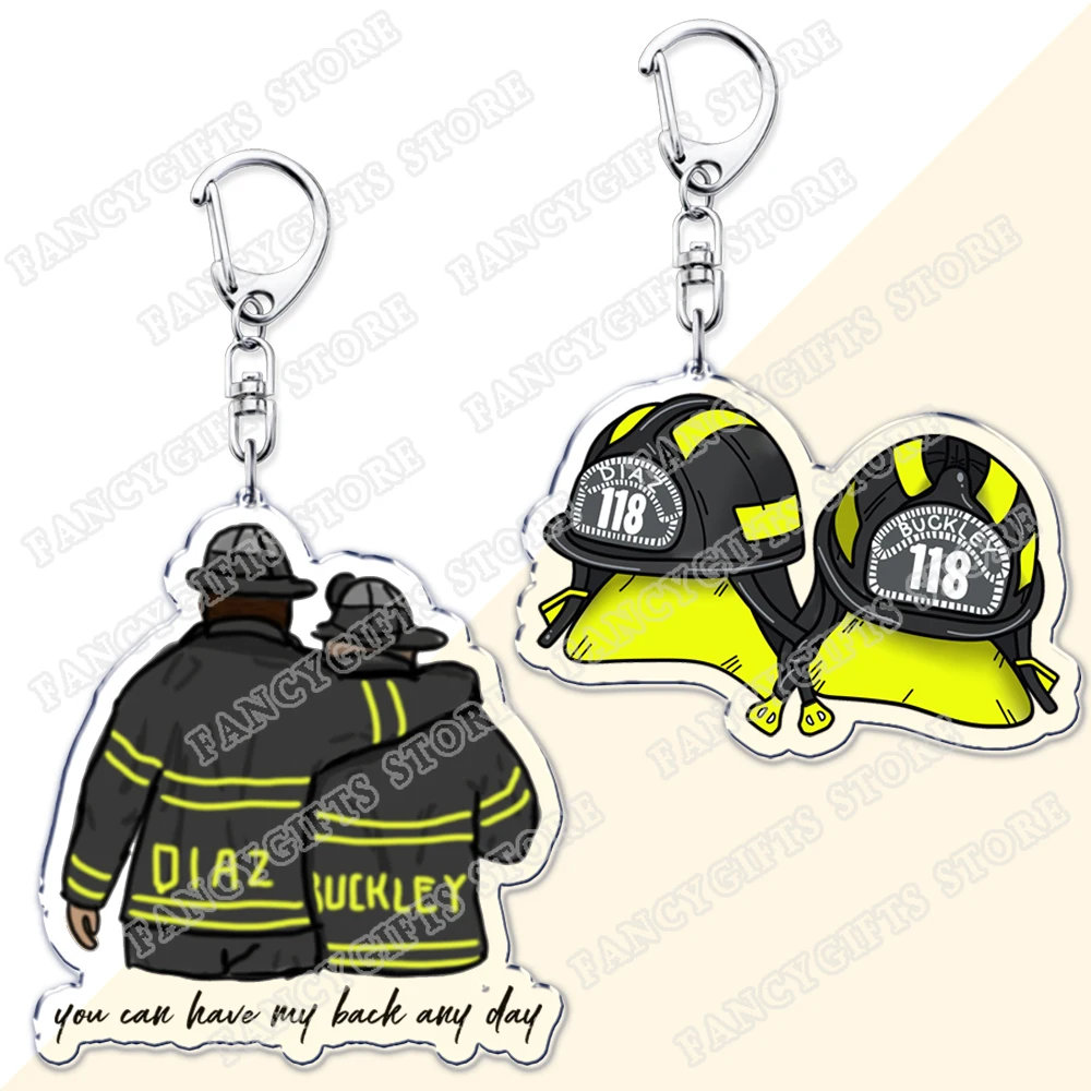 Beliebte TV-Show 9-1-1 Schlüsselanhänger für Zubehör Tasche Evan Buckley Eddie Diaz Oliver Stark Bobby Nash Schlüsselanhänger Schmuck Fans Geschenke Image