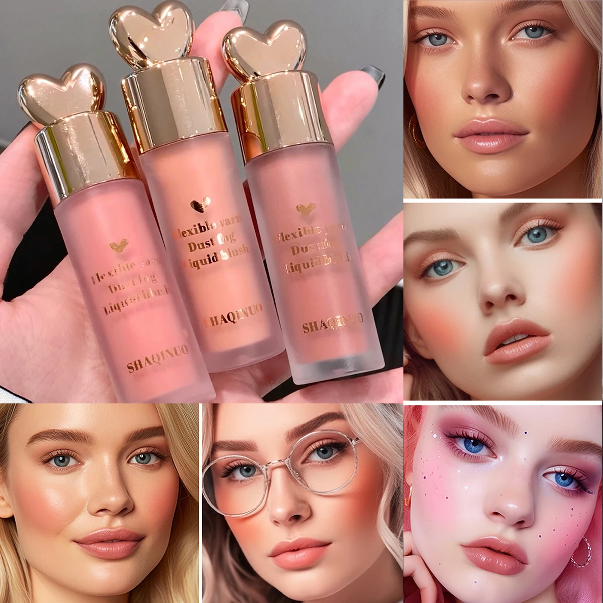 Herzförmiges, mattes, flüssiges Rouge – langlebig, wasserfest und schweißfest, leicht, natürliches Finish für alle Hauttöne Image