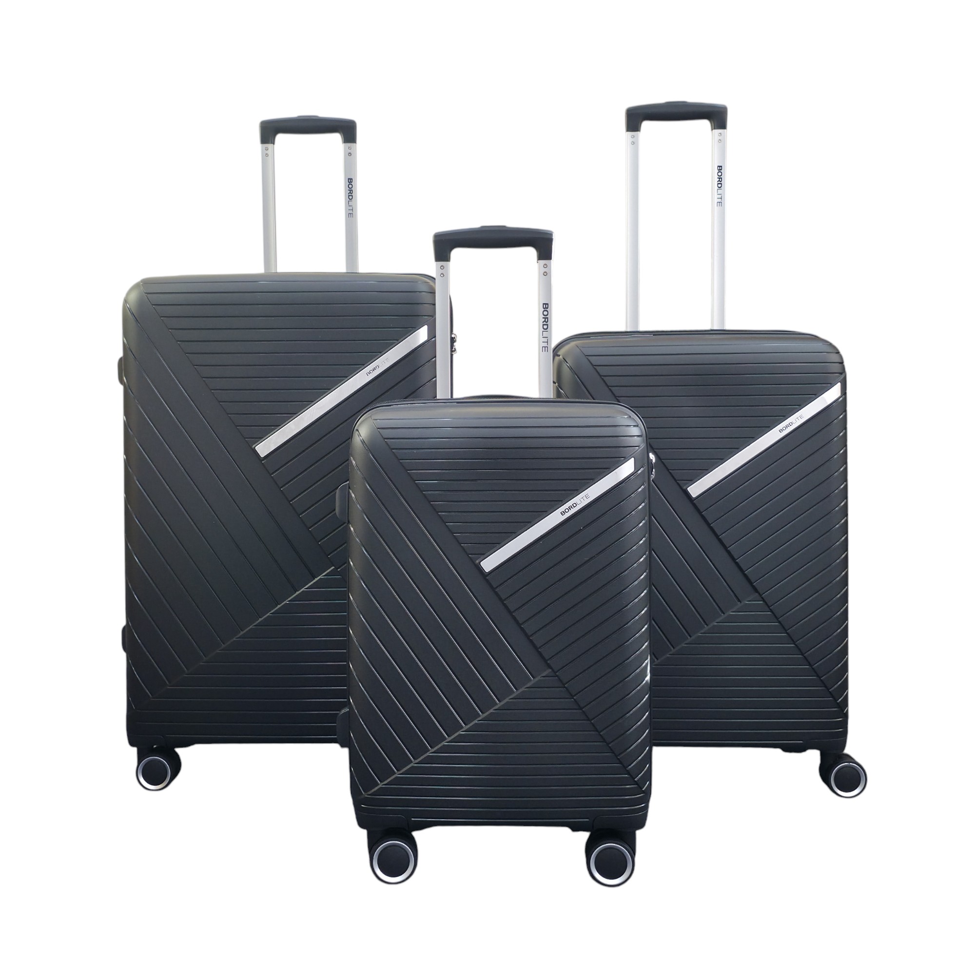 Robuster Hartschalenkoffer Schwarz 8 Rollen Reisegepäck Urlaub Koffer Image