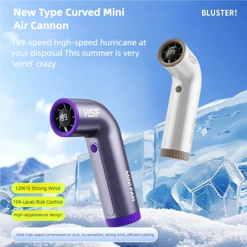 4000 mAh Hand-Mini-Ventilator, 199 Geschwindigkeiten, Turbo-Digitalanzeige, stufenlose Geschwindigkeit, tragbarer Ventilator für den Außenbereich, USB-Aufladung Image