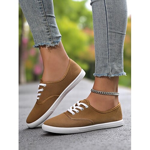 Sneakers in tela da donna: scarpe casual leggere con lacci per le uscite primaverili, lo street style e il comfort quotidiano