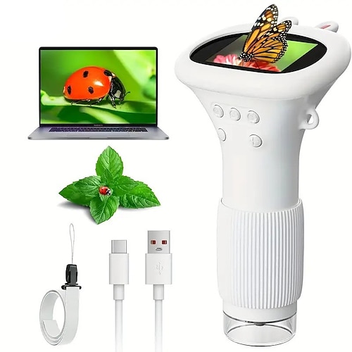 Microscopio portatile per bambini, mini microscopio digitale tascabile palmare per bambini e adulti, slot per schede TF, schermo IPS macro, lente d'ingrandimento elettronica, regalo di compleanno e