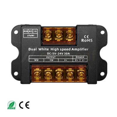 Dual Color LED High Speed PWM Amplifier DC 5V 12V 24V 30A Iron Shell for Low Voltage 2-Channel CCT