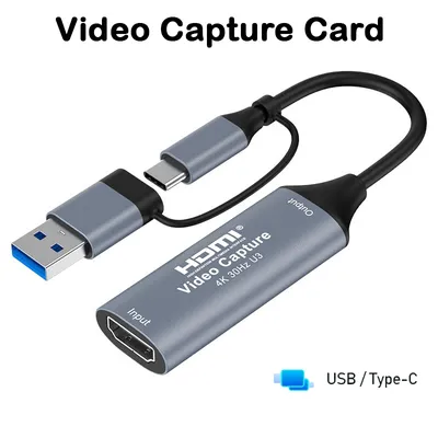2 in 1 USB 3.0 Video Capture Card 4K HDMI-compatible to USB 2.0 Type-C Game Grabber Record For