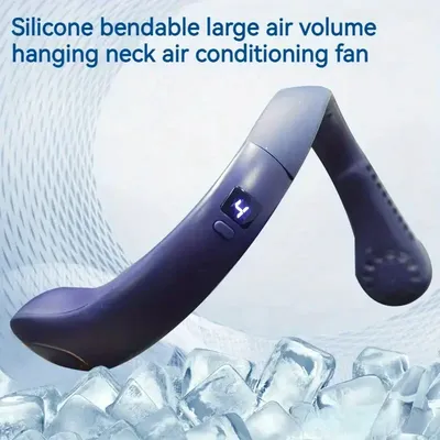 Portable Neck Fan, Hands-Free Bladeless, 5 Speeds, 4000 mAh Battery Operated Wearable Personal Fan, Twistable, Rechargeable