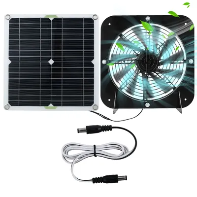 Solar Panel Fan Kit 13.5in 100W Waterproof Solar Powered Exhaust Fan 3000rpm Auto Adjustable Cooling