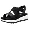 Plateausandale RIEKER SPORT, Damen, Gr. 40, schwarz, Leder, Textil, unifarben, casual, Schuhe, Riemchensandalette, Sommerschuh, Schlupfschuh mit Gummizügen
