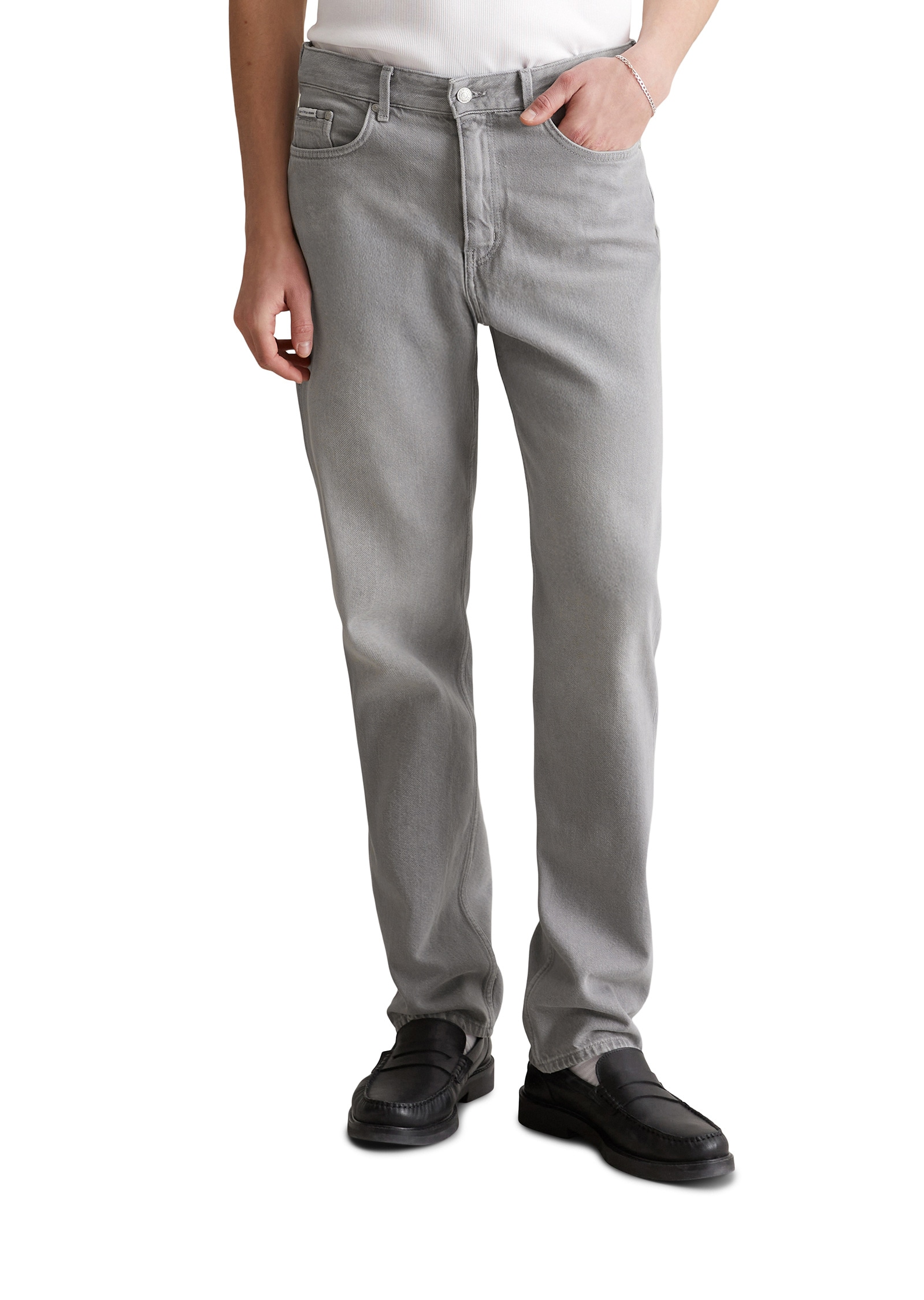 Relax-fit-Jeans MARC O'POLO DENIM "aus reiner Bio-Baumwolle", Damen, Gr. 33, Länge 32, grau (light grau), Obermaterial: 100% Baumwolle, unifarben, relaxed fit normal, Jeans