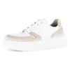 Plateausneaker GABOR "FLORENZ", Damen, Gr. 41, weiß (weiß, beige), Nappaleder, Veloursleder, sportlich, Schuhe, Freizeitschuh, Halbschuh, Schnürer, Kontrastbesätze, Weite G