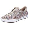 Slip-On Sneaker RIEKER, Damen, Gr. 39, bunt (beige multi), Leder, Lederimitat, sportlich, Schuhe, Schlupfschuh, Halbschuh, Freizeitschuh mit gepolstertem Schaftrand, Topseller