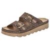 Pantolette RIEKER, Damen, Gr. 38, braun (braun, beige), Lederimitat, sportlich, Schuhe, Sommerschuh, Schlappen, Hausschuh mit verstellbaren Schnallen