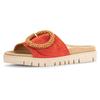 Pantolette GABOR, Damen, Gr. 44, orange, Ziegenveloursleder, modisch, Schuhe, Plateau, Sommerschuh, Schlappen mit Zierperlen an der Zierschnalle