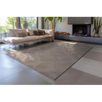 Teppich OBSESSION "Zen Sei 200", grau (anthrazit), B:120cm H:18mm L:170cm, Polyester, Teppiche, Uni Farben, modernes Design, weich, Hoch-Tief Effekt Image