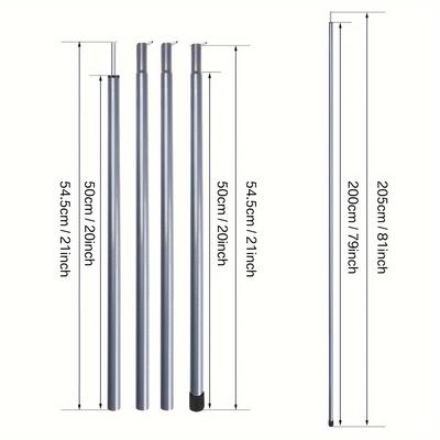 TEMU 1 Pair Outdoor Tarp Poles Tent Poles Camping Poles Telescoping Building Supporting Rod For Large Tarp & Large Tent Awning Canopy Porch 40-200cm/50-200cm Image