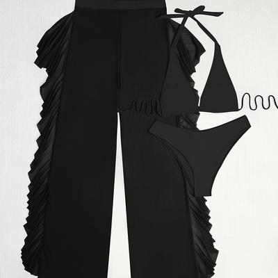 TEMU Three-piece Set Of Separated Mesh Pants With Hanging Rope Image
