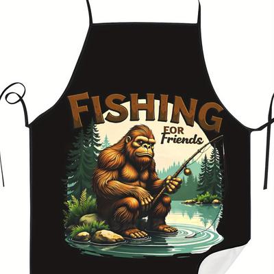 TEMU Cartoon Creative Sesign Kitchen Apron Men's Printed Work Apron Adjustable Size Apron Fashionable Gardening Work Apron Image