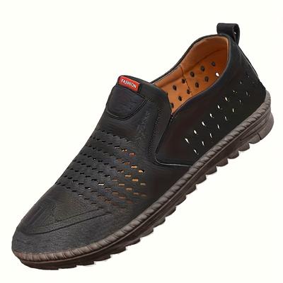 TEMU 1 Pair Men's Summer Casual Sneakers, Low-top Slip-on Comfortable Soft Durable Non-slip Eva Sole, Pu Upper, Breathable Fabric Lining, Solid For Casual Attire Image