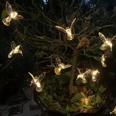 TEMU Solar-powered Hummingbird Led String Lights - 20 Multicolor Fairy Lights For Outdoor Garden, Patio & Fence Decor, Energy-efficient, (ip65), 8 Lighting , Button Control, Festive Yard Accent Image