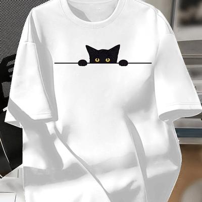 TEMU A Trendy T-shirt Featuring Creative Graffiti Patterns, Made Of Polyester, Summer Casual Wear. This Stylish And Fitted Top Is A Great Gift For Year 2025. Happy New Year! Image
