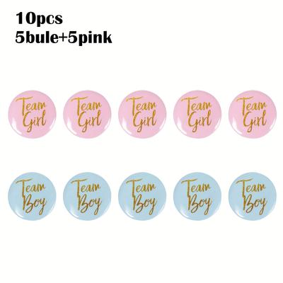 TEMU Juxindazyf 10pcs Gender Reveal Badges Team Boy Or Girl Badges Suitable For Gender Reveal Games Party Decorations Creative Activities Image