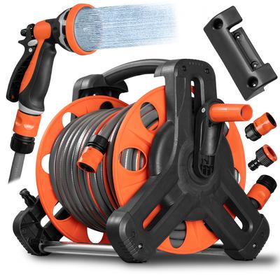 TEMU 30 Meter Pvc Resistant Hose Reel, Compact Wall-mounted Hose Reel And Pistol With 10 Functions, Launches With Different Water , Garden Hose Holder With Adjustable Spray Image