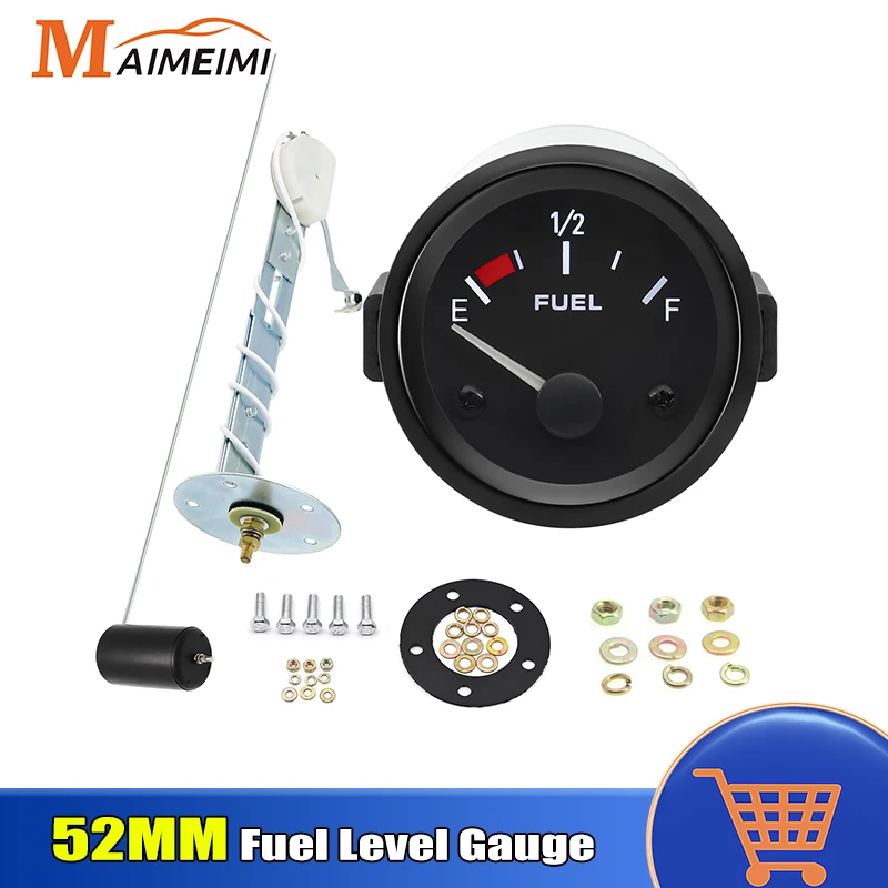 Universal 2" 52MM Fuel Level Gauge + 240-33ohm Fuel Level Sensor Automotive LED Digital Instrument Panel 12v Car Truck Gauge