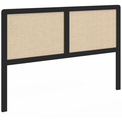 Kopfteil auf Fuß edhen 160 cm Rohrgeflecht und schwarzes Holz Image