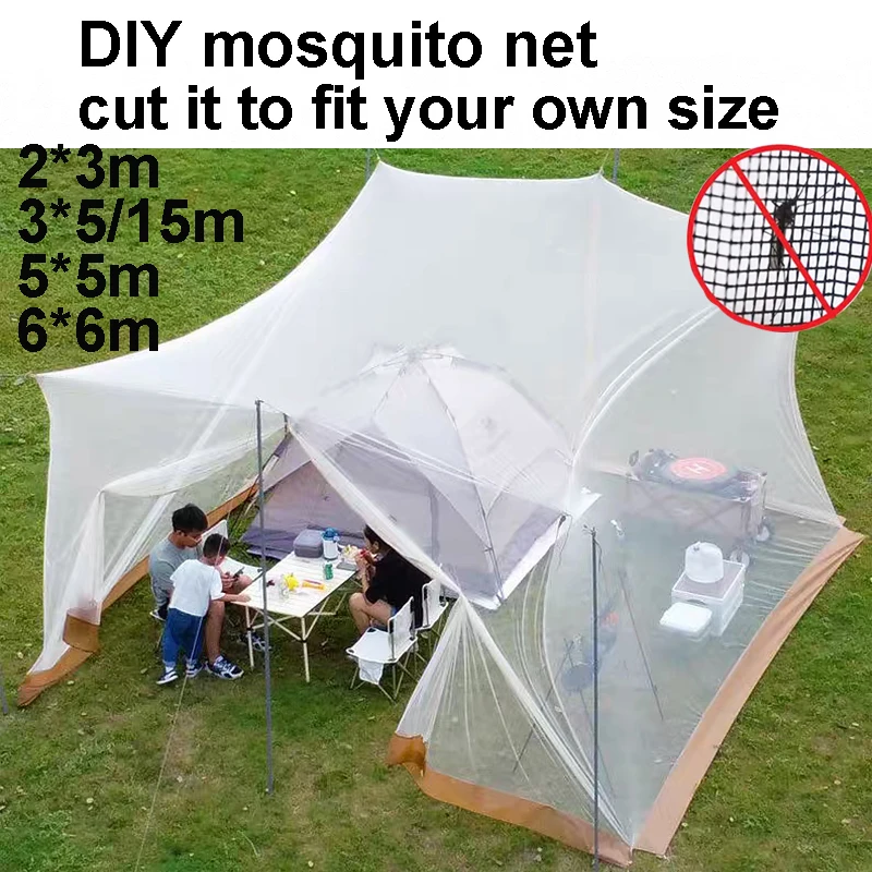 DIY Moskitonetz Outdoor Jagd Garten Schlafsaal Zelt Picknick Camping Cut Fit Größe Moskitonetz 2*3 3*5/15 5*5 6*6m DIY Net