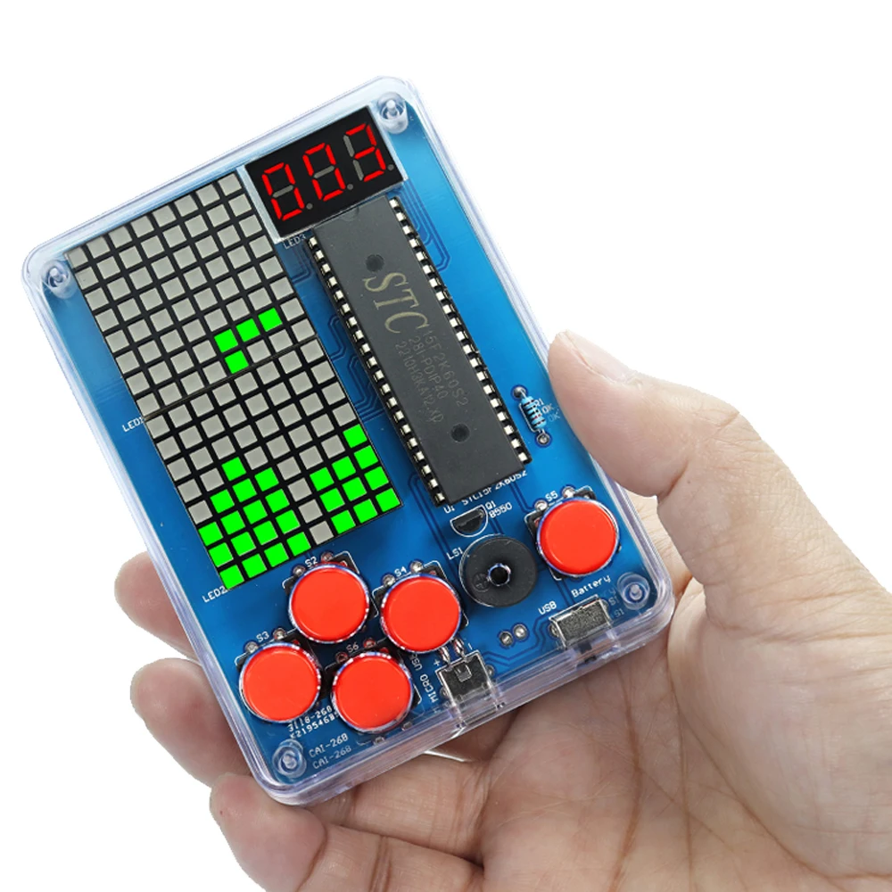 DIY Kit Elektronische Pixel Spielkonsole LED Dot Matrix Digital Tube Display STC15F2K60S2 MCU Doppelseitige PCB DIY Löten Kit Image