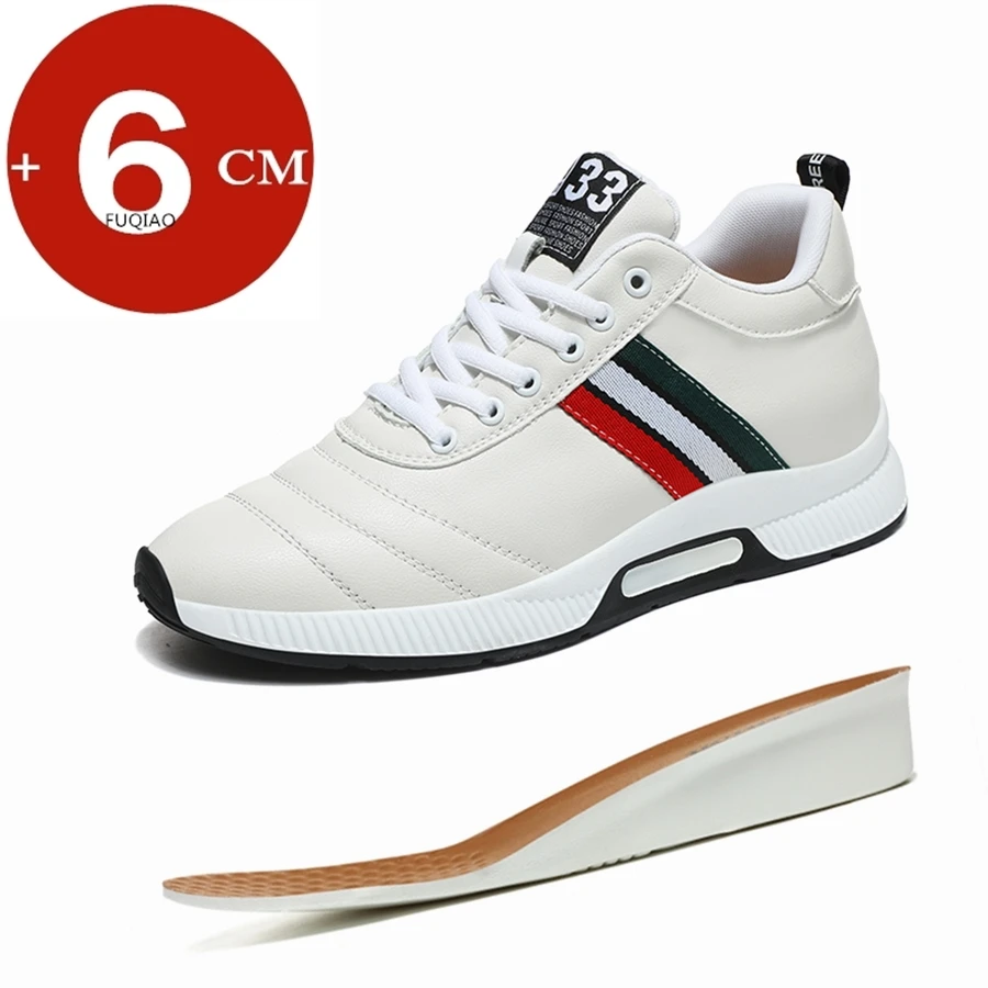 Männer Leder Aufzug Schuhe Chunky Casual Turnschuhe Höhe Erhöhen Einlegesohlen 6CM Erhöhung Schuhe Hohe Lift Sport Schuhe