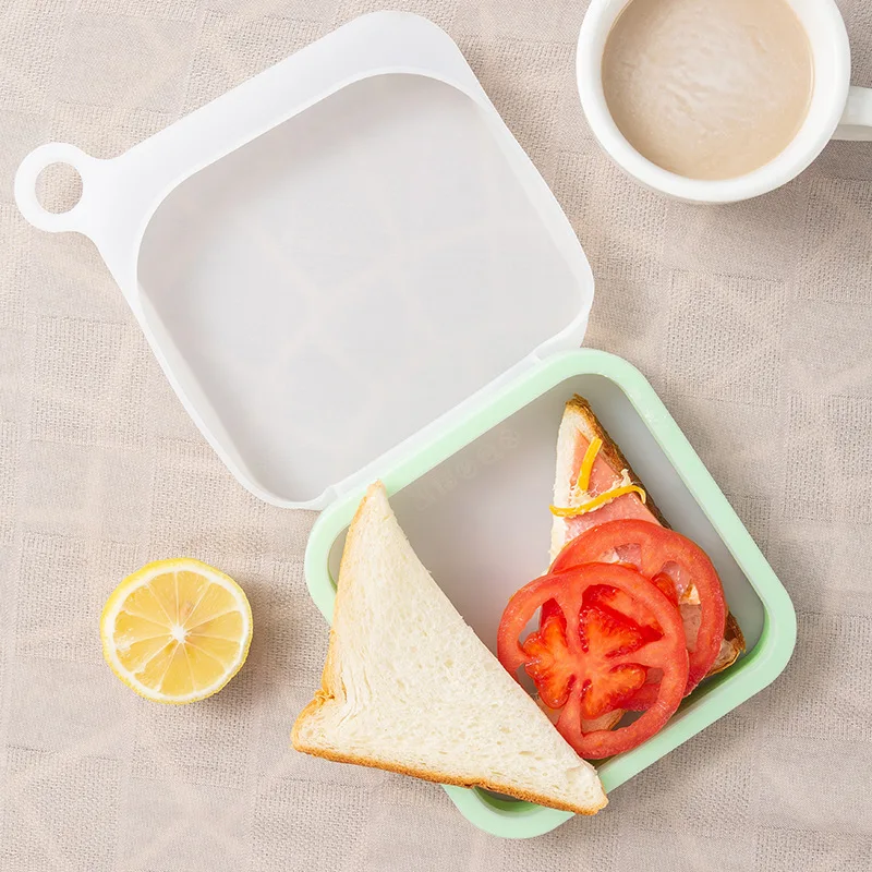 1pc Wiederverwendbare Sandwich Halter Silikon Lunchbox Bäckerei Boxen Tragbare Laib Brot Sandwich Behälter Versiegelbare Lunch Box Toast Tasche Image