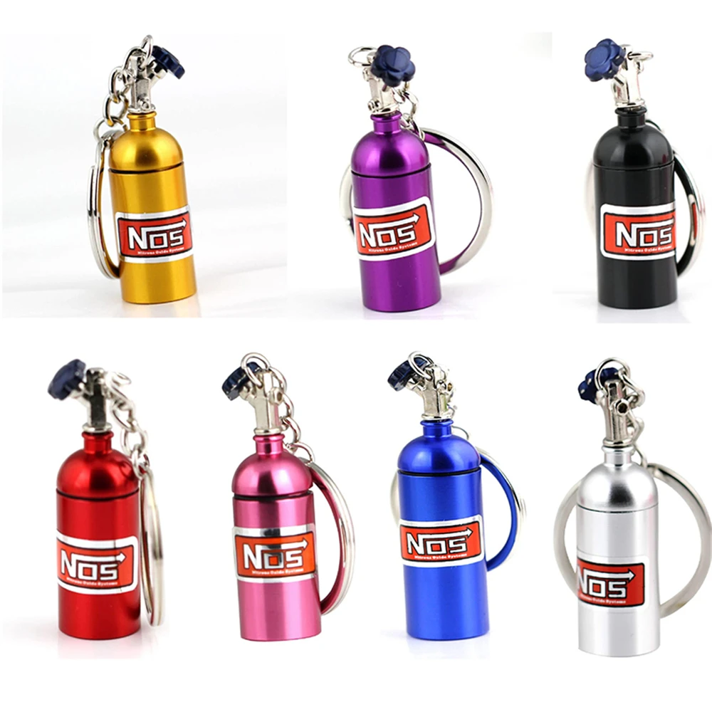 Kreative Mini Nos Stickstoff Flasche Schlüsselbund Metall Abnehmbare Auto Schlüssel Halter Handtasche Anhänger Für Männer Mode Schlüssel Zubehör Geschenk Image