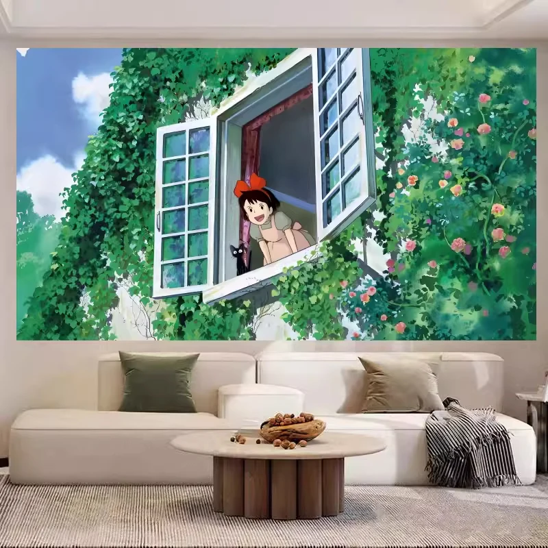 Hayao Miyazaki Totoro Hintergrund Tuch Ins Hängen Tuch Anime Hängen Farbe Wand Bett Kopf Tapisserie Zimmer Schlafsaal Wand Tuch Image