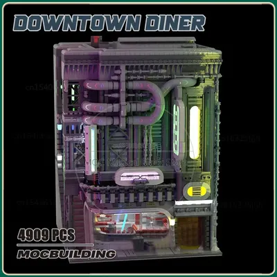 UCS Film Szene Diorama MOC Bausteine Die Innenstadt Diner DIY Technologie Ziegel Kreative Display Image